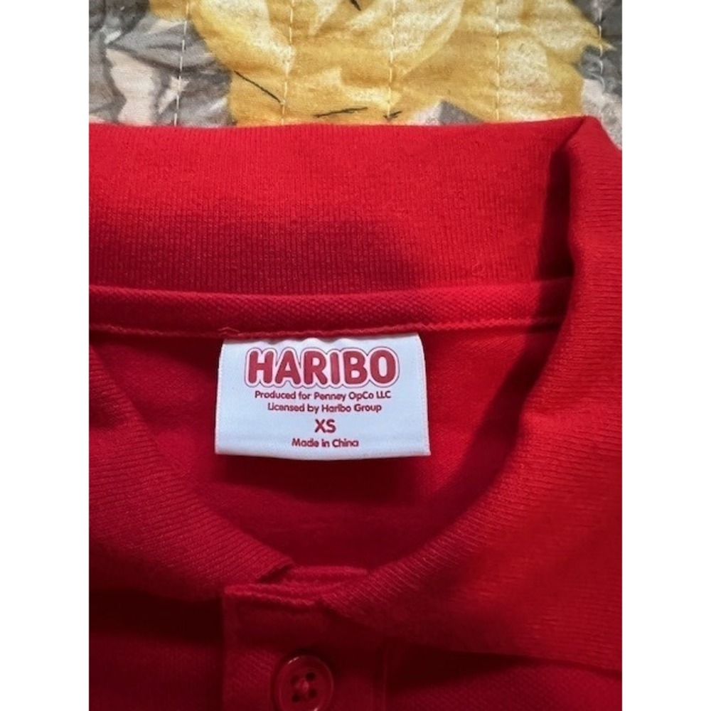 Haribo Youth Gummy Bear Red Long Sleeve Polo Size Extra Small (6-6X) NWT - Picture 6 of 7